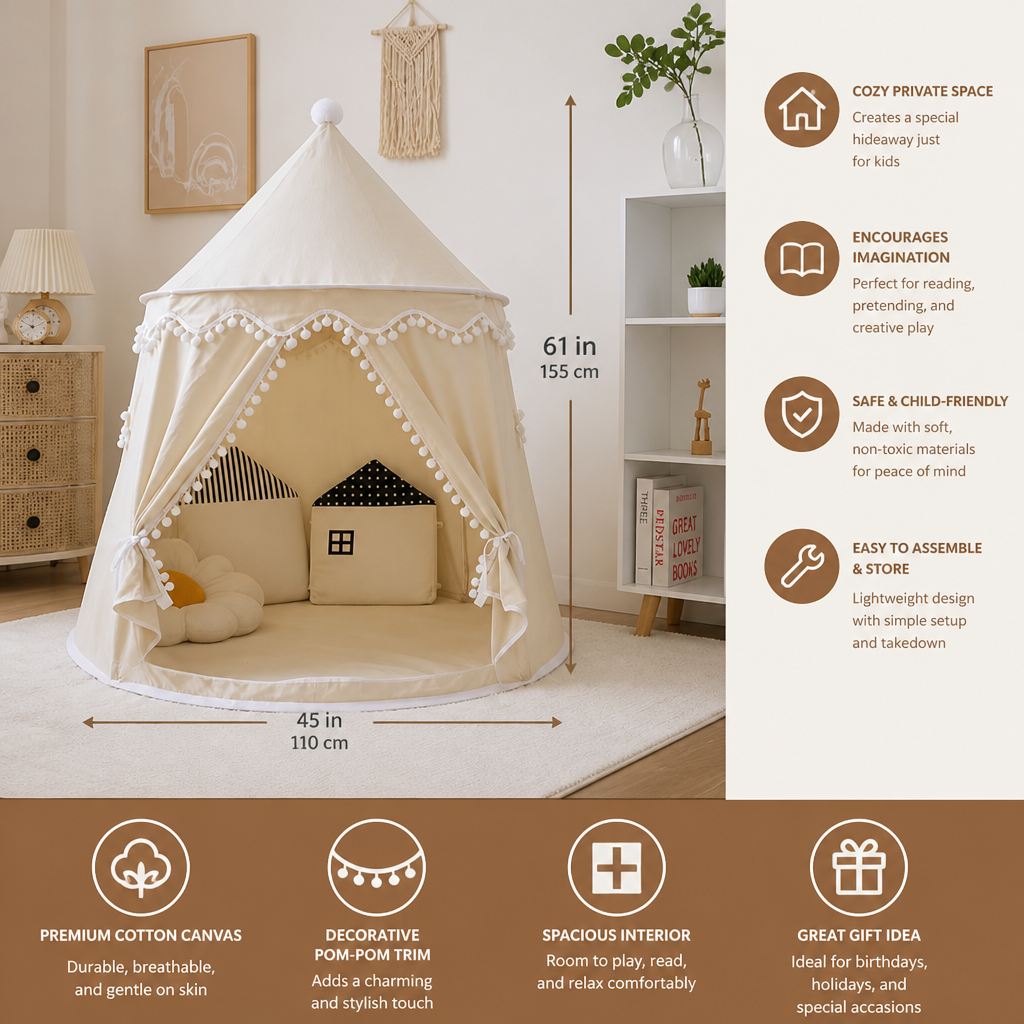 Cozy Kids Play Tent – A Charming Hideaway for Reading & Play