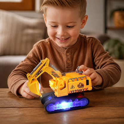 Transforming Police Robot Excavator Toy with Lights & Sounds
