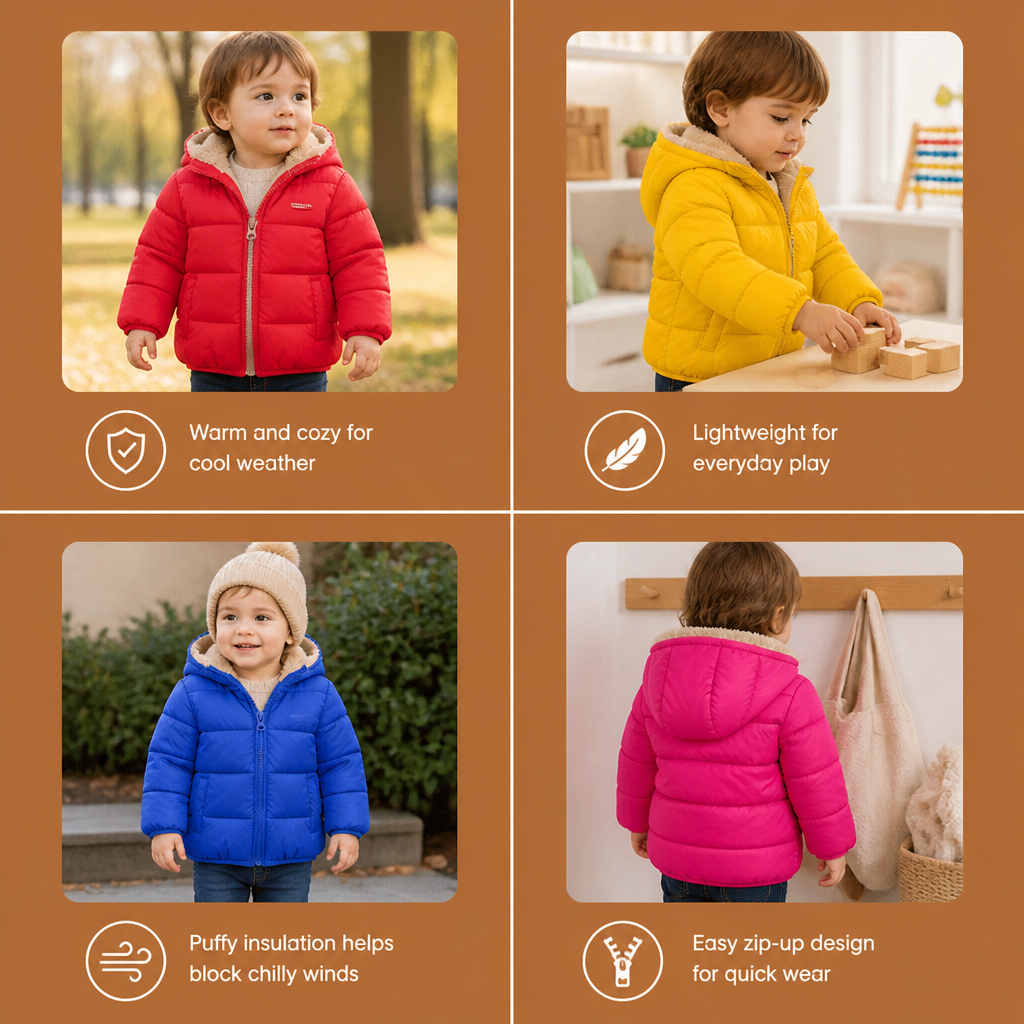 Fleece-Lined Baby & Toddler Puffer Jacket