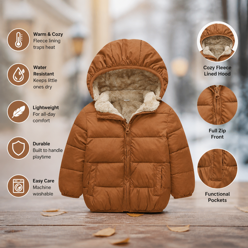 Fleece-Lined Baby & Toddler Puffer Jacket
