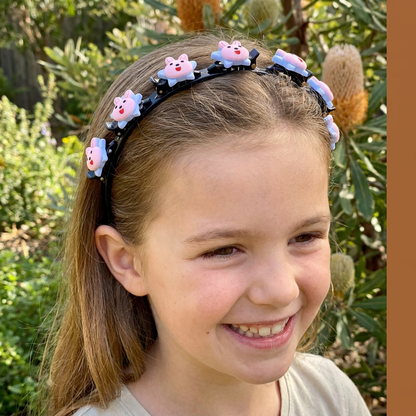 Cute Hair Clips & Bands for Girls with Flower, Strawberry & Rainbow Charms