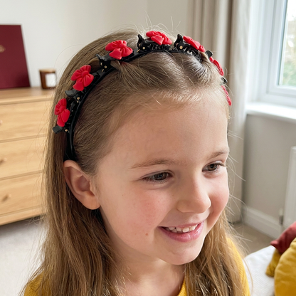 Cute Hair Clips & Bands for Girls with Flower, Strawberry & Rainbow Charms