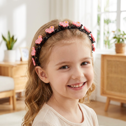 Cute Hair Clips & Bands for Girls with Flower, Strawberry & Rainbow Charms