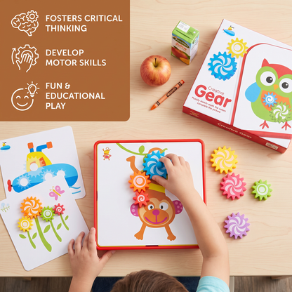 Creative Gear Puzzle Board Travel Box with Activity Cards for Kids