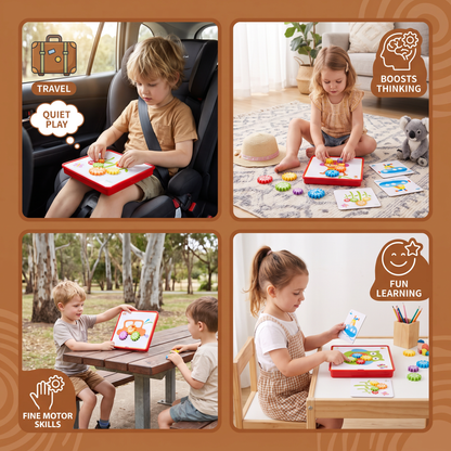 Creative Gear Puzzle Board Travel Box with Activity Cards for Kids