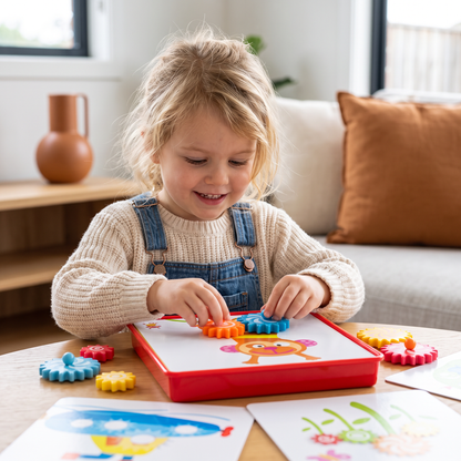 Creative Gear Puzzle Board Travel Box with Activity Cards for Kids