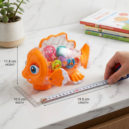Light-Up Gear Fish Toy for Kids – Transparent Moving Gears with Music & Motion