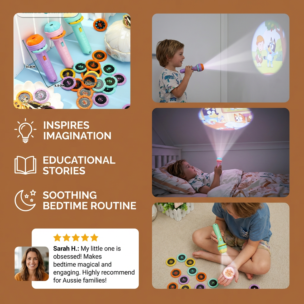 Kids Projection Flashlight Toy – Bedtime Story Projector for Learning & Fun