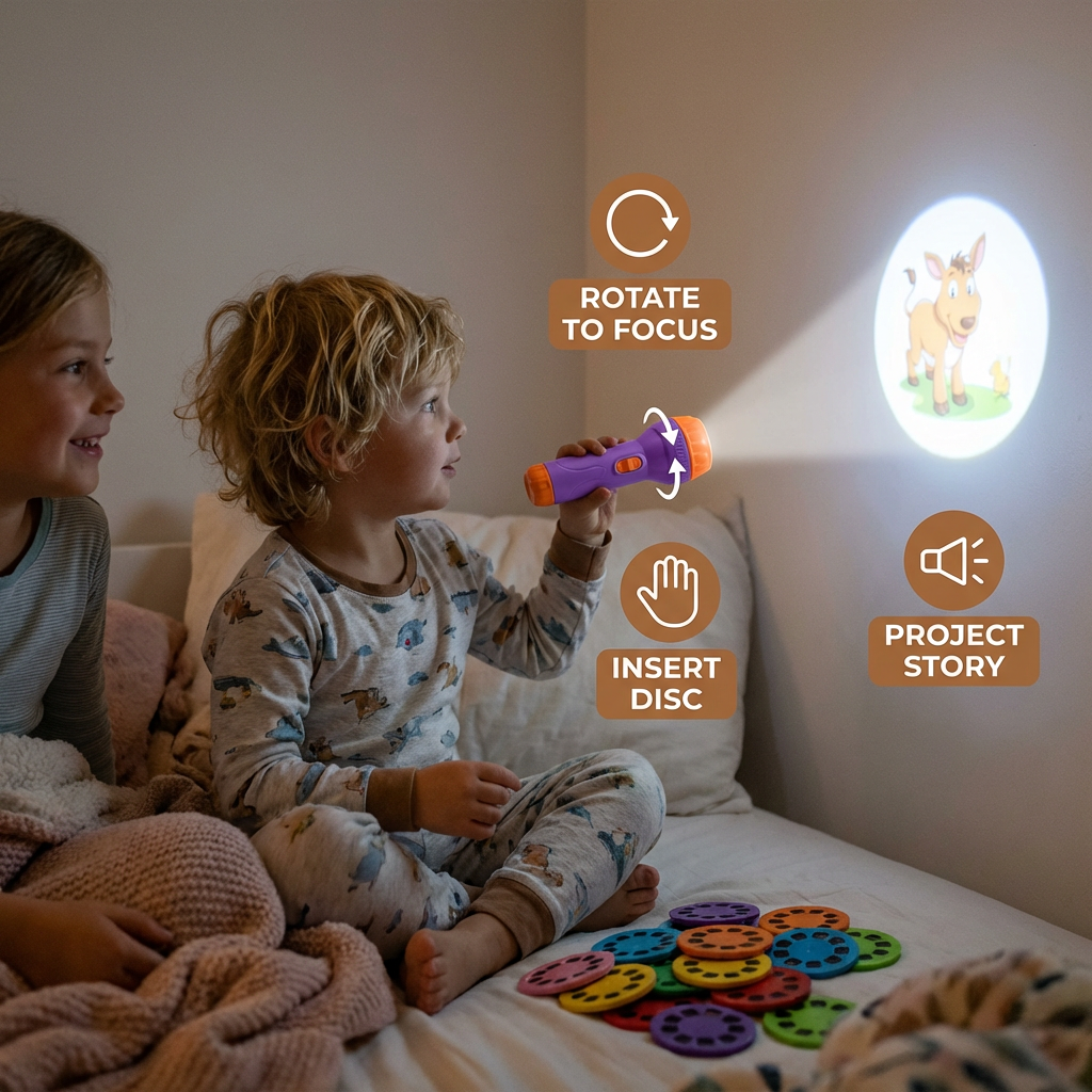 Kids Projection Flashlight Toy – Bedtime Story Projector for Learning & Fun