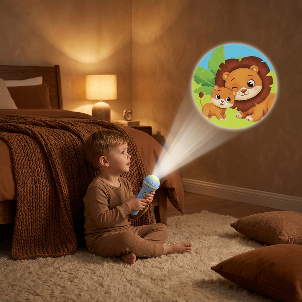 Kids Projection Flashlight Toy – Bedtime Story Projector for Learning & Fun