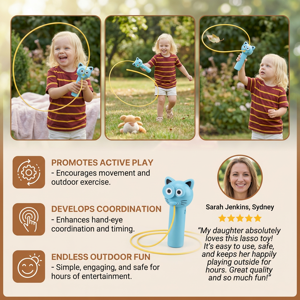 Cat-Themed Lasso Toy for Kids – Spinning Rope Launcher Fun