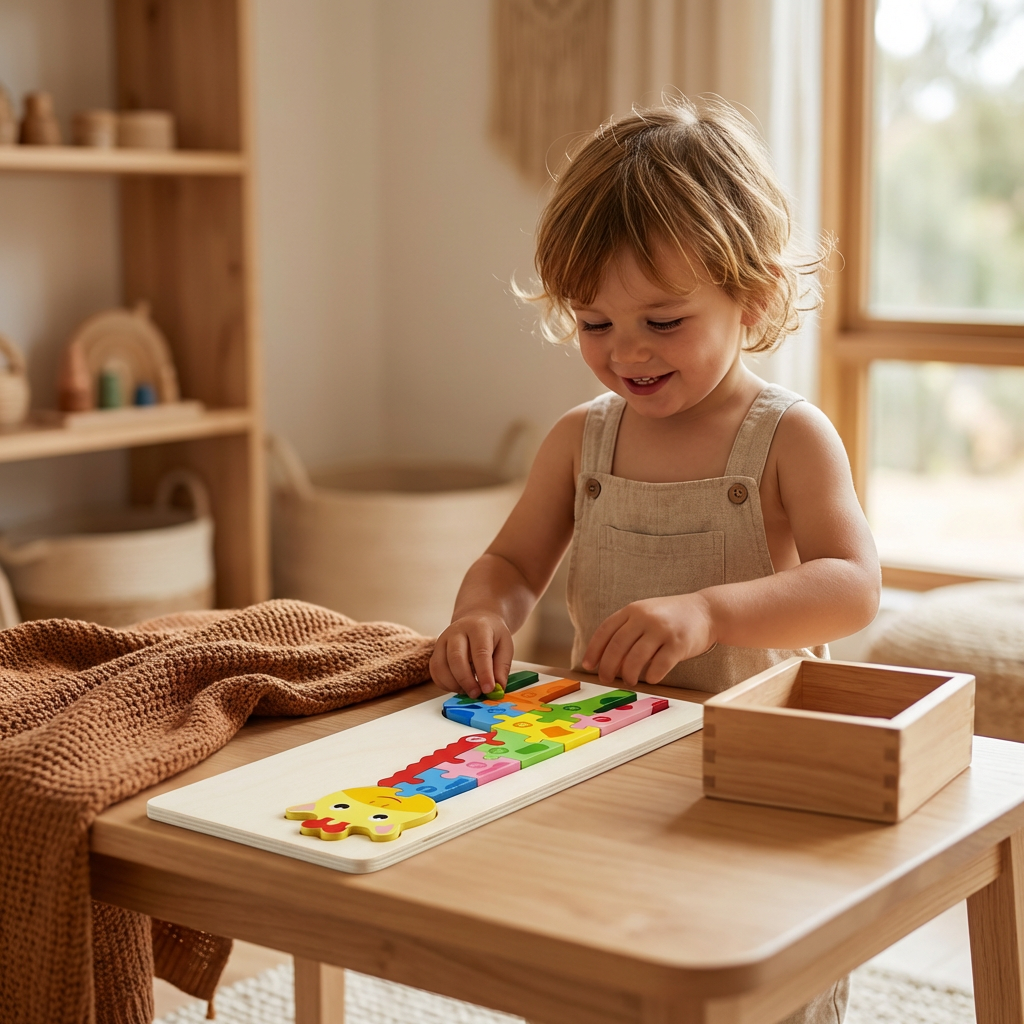 Wooden Puzzle Set for Kids – Number & Animal Learning Jigsaw Toy