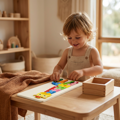 Wooden Puzzle Set for Kids – Number & Animal Learning Jigsaw Toy