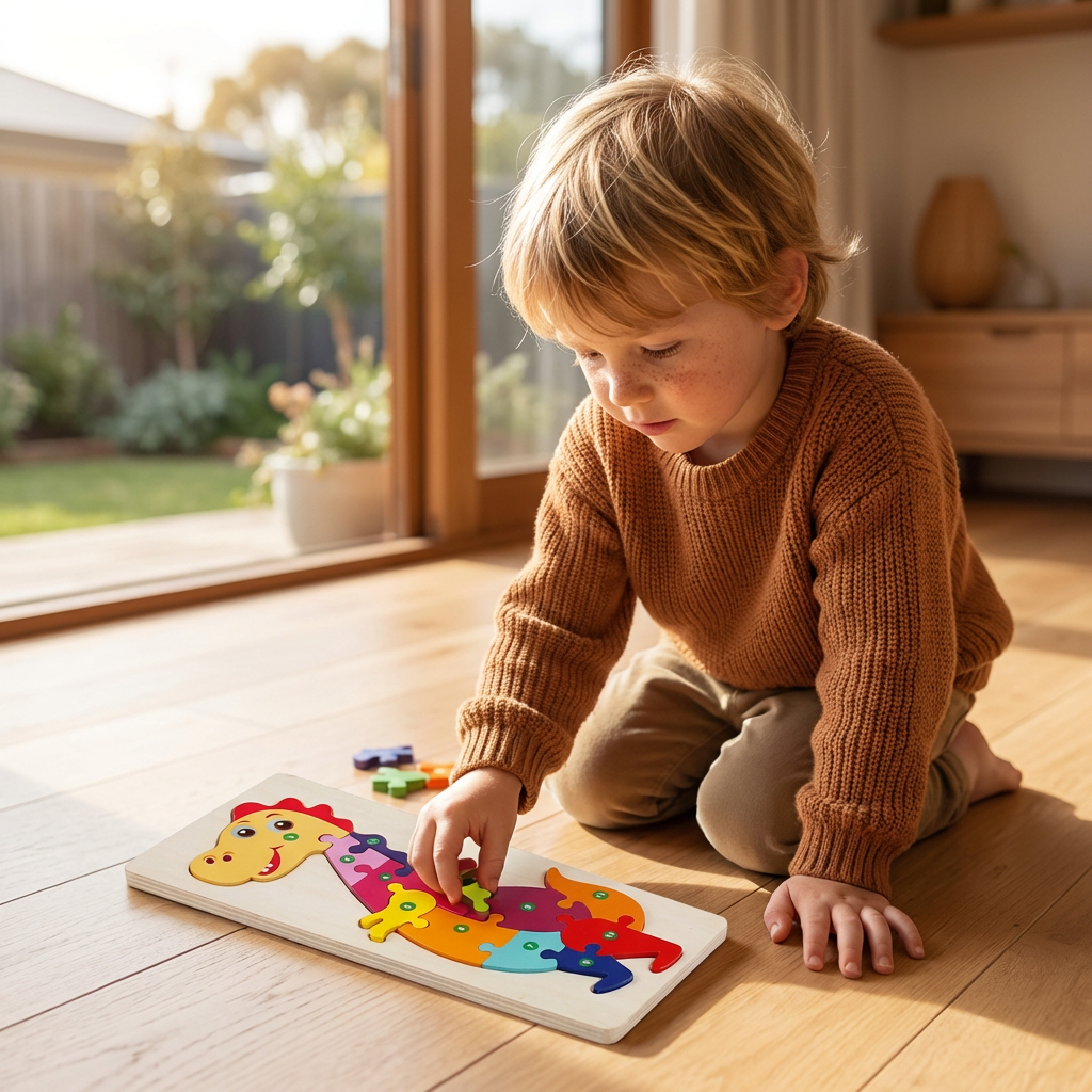 Wooden Puzzle Set for Kids – Number & Animal Learning Jigsaw Toy