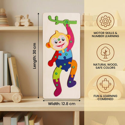 Wooden Puzzle Set for Kids – Number & Animal Learning Jigsaw Toy