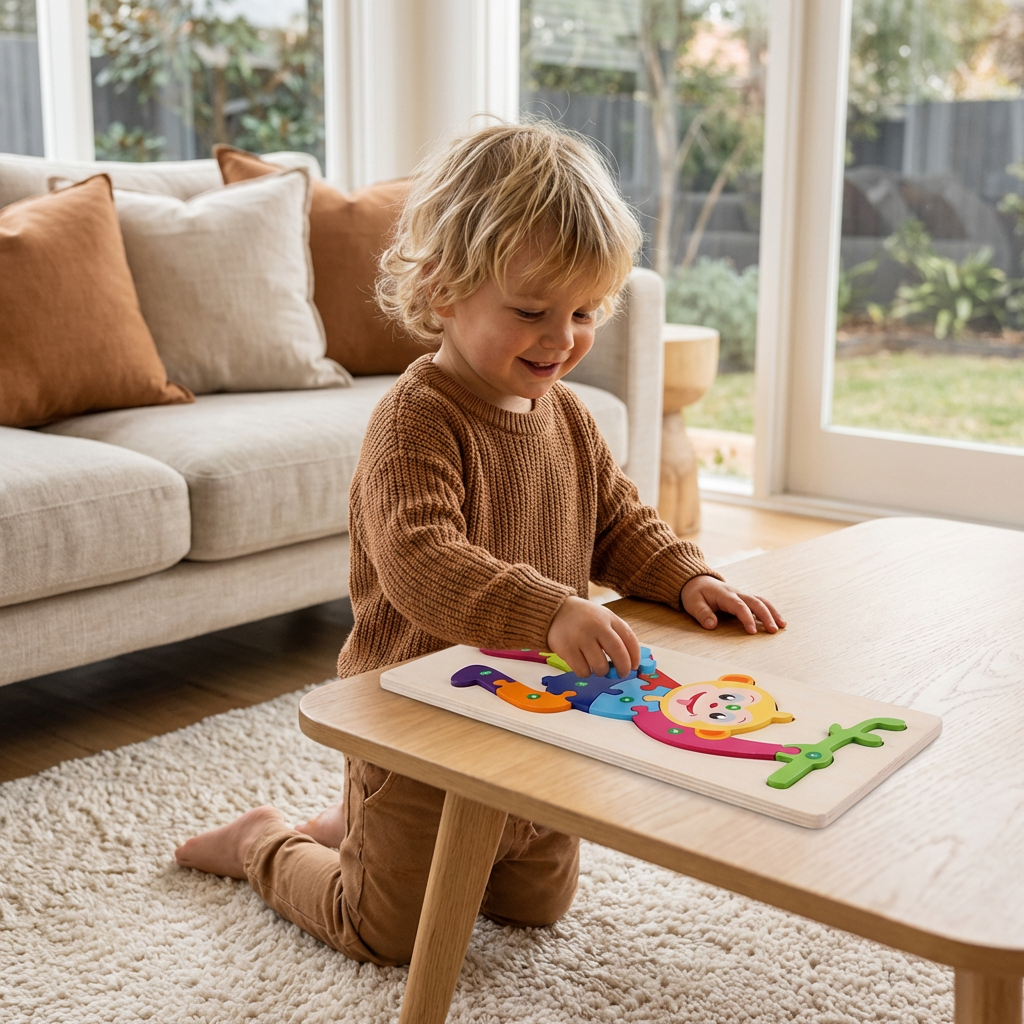 Wooden Puzzle Set for Kids – Number & Animal Learning Jigsaw Toy