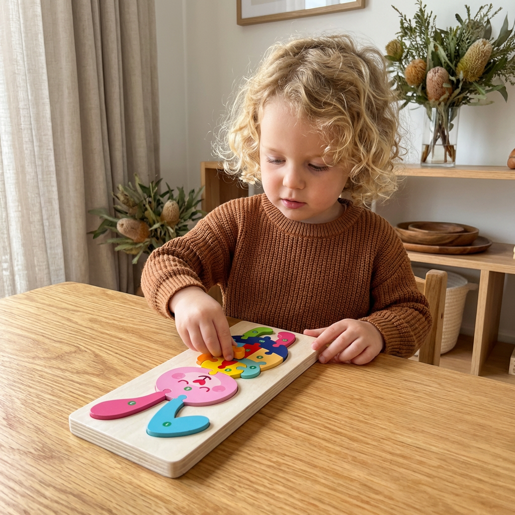 Wooden Puzzle Set for Kids – Number & Animal Learning Jigsaw Toy