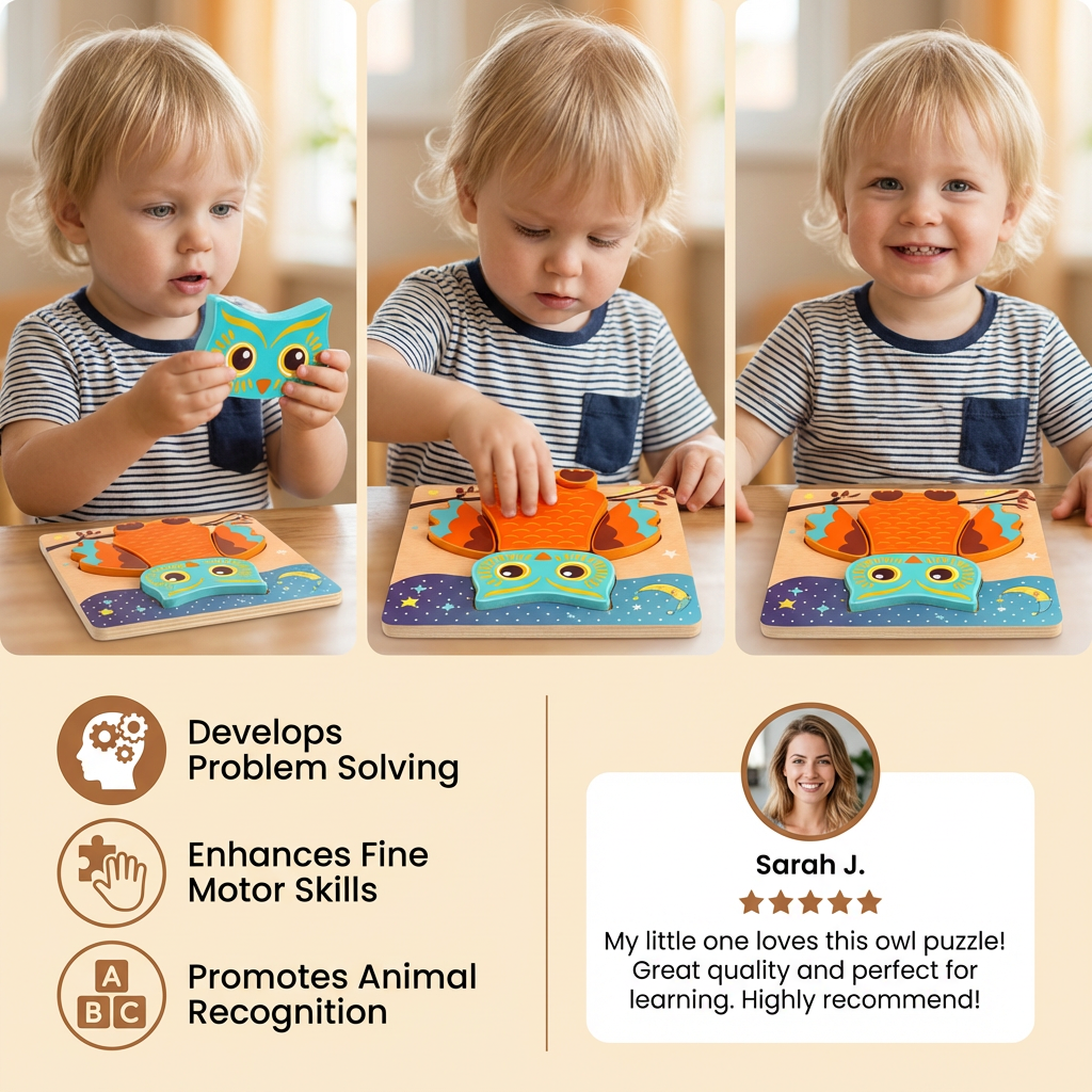 3D Wooden Puzzle for Kids – Educational Animal Learning Toy for Toddlers