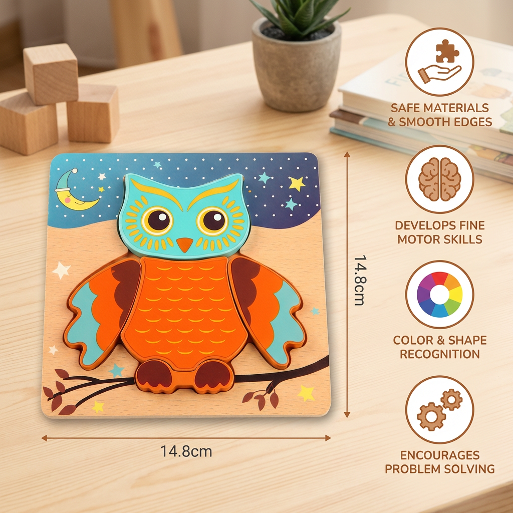 3D Wooden Puzzle for Kids – Educational Animal Learning Toy for Toddlers