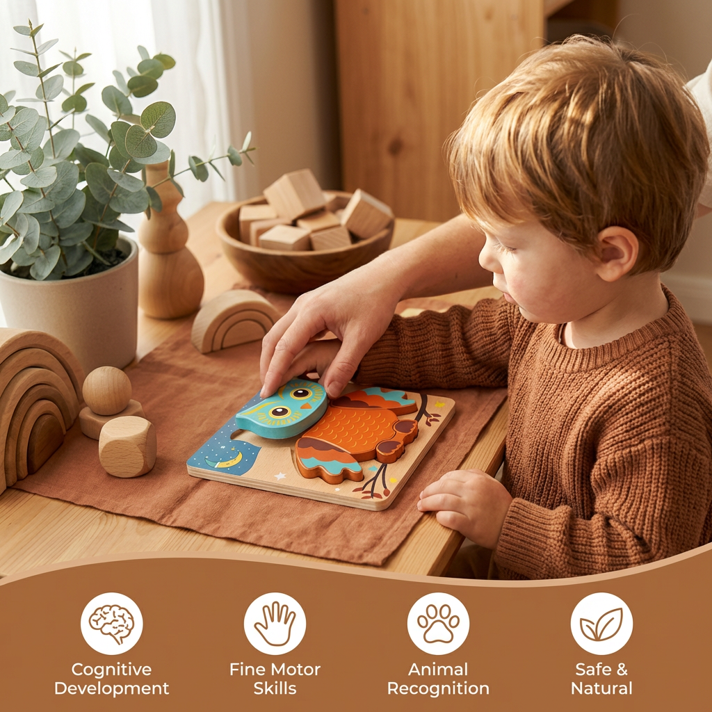 3D Wooden Puzzle for Kids – Educational Animal Learning Toy for Toddlers