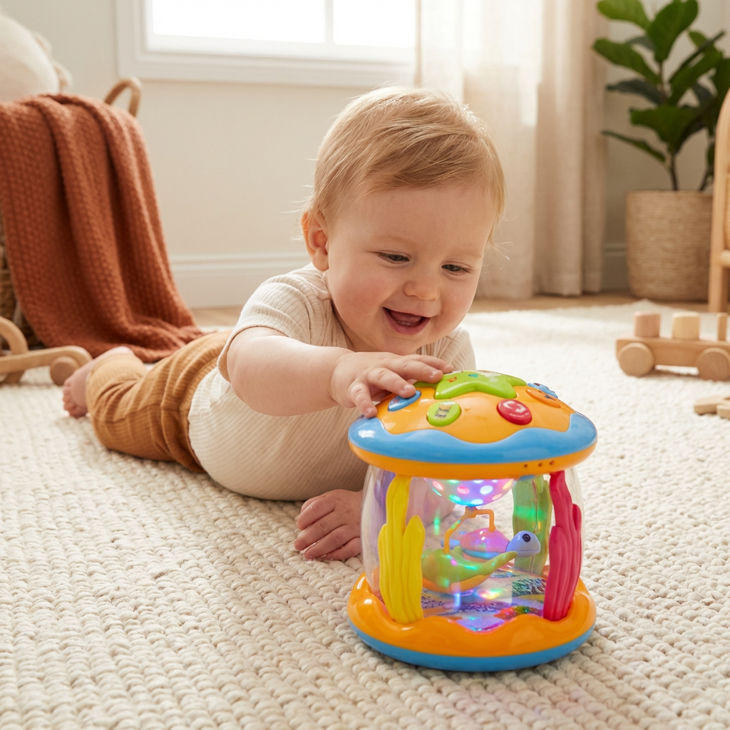 Ocean Light & Music Baby Toy – Rotating Sensory Toy for Crawling & Tummy Time