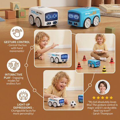 Smart RC Mini Bus Toy – Gesture Control Light-Up Cartoon Car for Kids