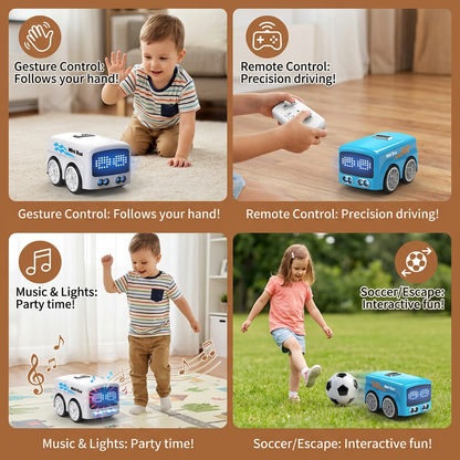Smart RC Mini Bus Toy – Gesture Control Light-Up Cartoon Car for Kids