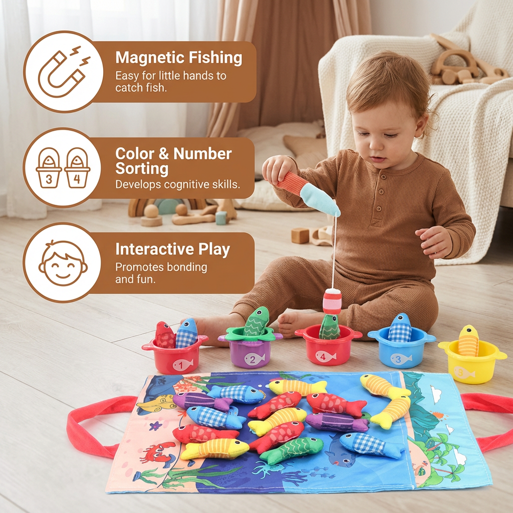 Montessori Plush Fishing Bond Toy