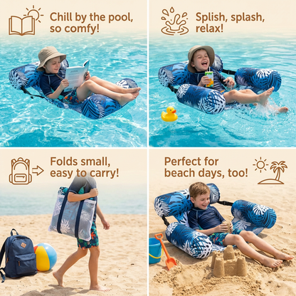 Inflatable Pool Hammock with Backrest – Foldable Water Lounge