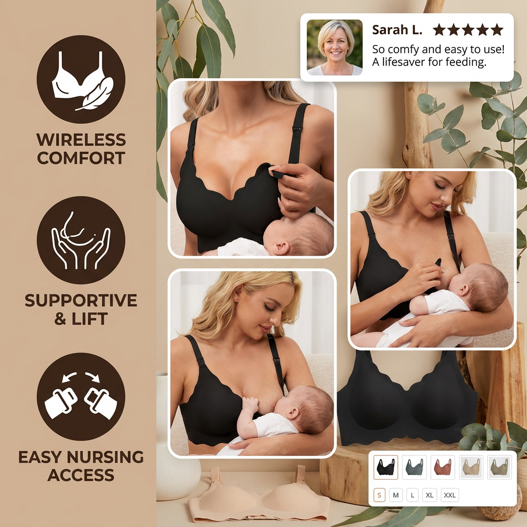 Seamless Nursing & Maternity Bra – Wireless, Supportive and Comfortable with Push-Up Effect