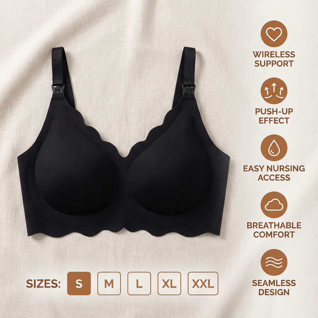 Seamless Nursing & Maternity Bra – Wireless, Supportive and Comfortable with Push-Up Effect