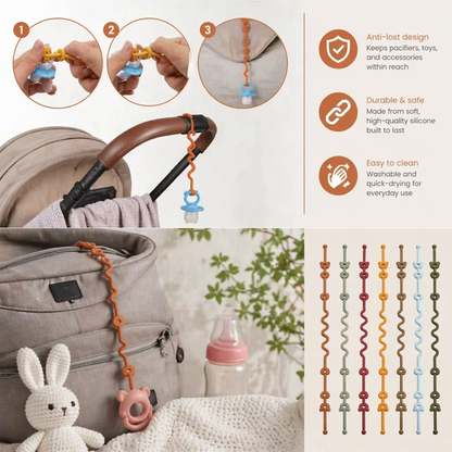 Silicone Baby Clip with Anti-Loss Protection – for Pacifiers & Toys (5 Pieces)