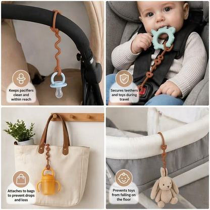 Silicone Baby Clip with Anti-Loss Protection – for Pacifiers & Toys (5 Pieces)