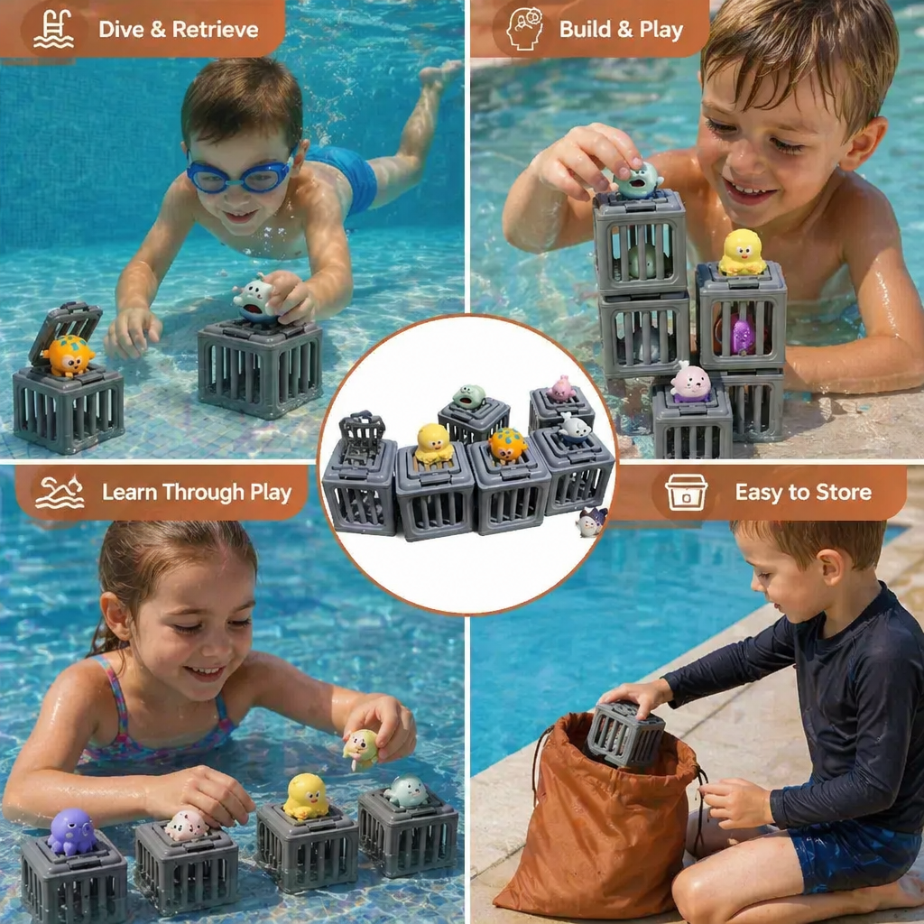 Children’s Diving Toy Set – Underwater Pool Toys with Storage Box