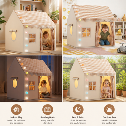 Kids Play House Tent with Checkered Roof