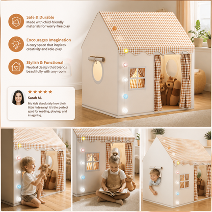 Kids Play House Tent with Checkered Roof