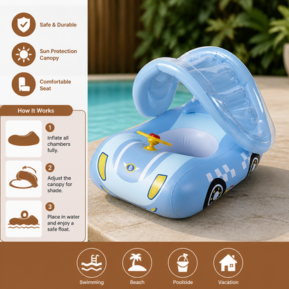 Inflatable Baby Pool Float Car with Sunshade