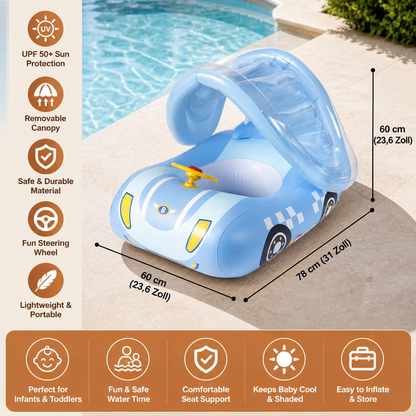 Inflatable Baby Pool Float Car with Sunshade