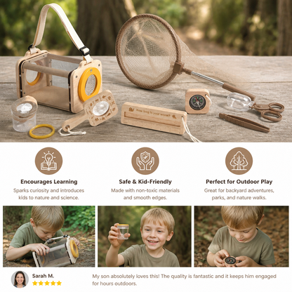 Kids Nature Explorer Kit with Bug Catcher Net Magnifier and Compass