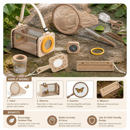 Kids Nature Explorer Kit with Bug Catcher Net Magnifier and Compass