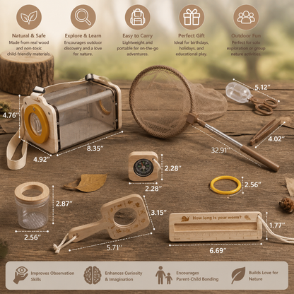 Kids Nature Explorer Kit with Bug Catcher Net Magnifier and Compass