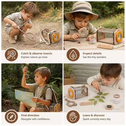 Kids Nature Explorer Kit with Bug Catcher Net Magnifier and Compass
