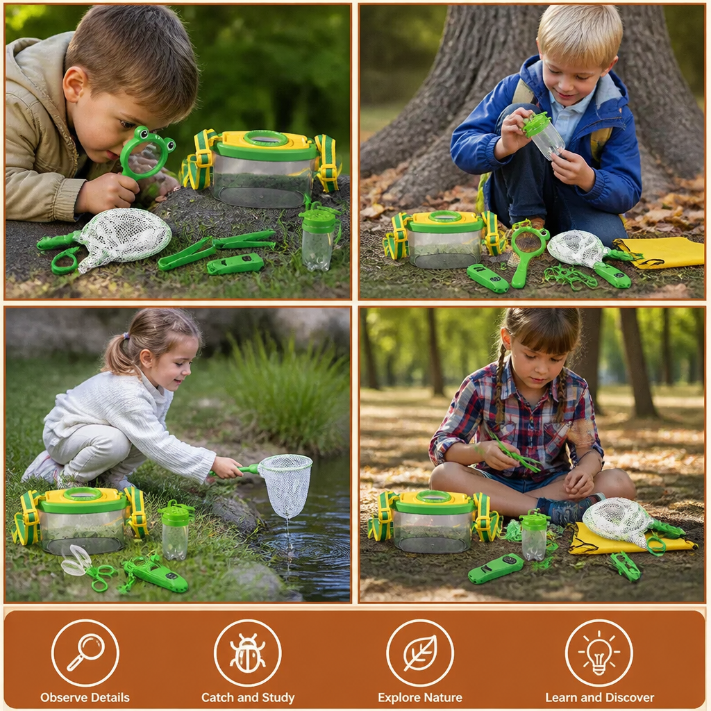 Kids Outdoor Bug Observation Explorer Kit with Accessories