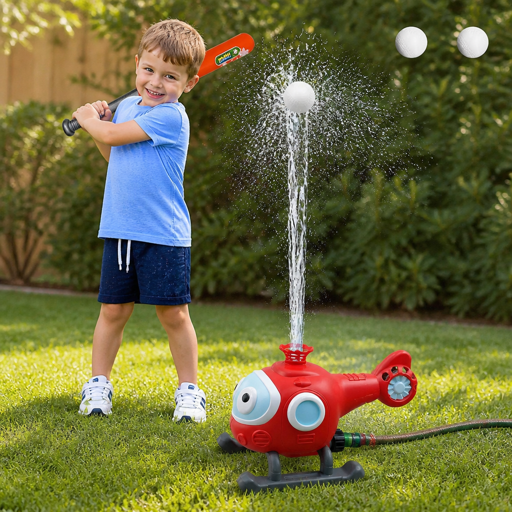 Kids Baseball Helicopter Water Sprinkler for Outdoor Summer Fun