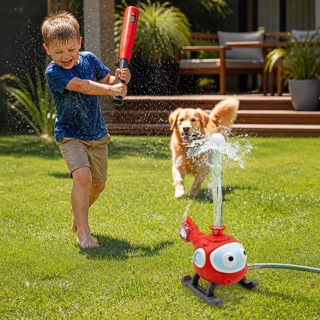 Kids Baseball Helicopter Water Sprinkler for Outdoor Summer Fun