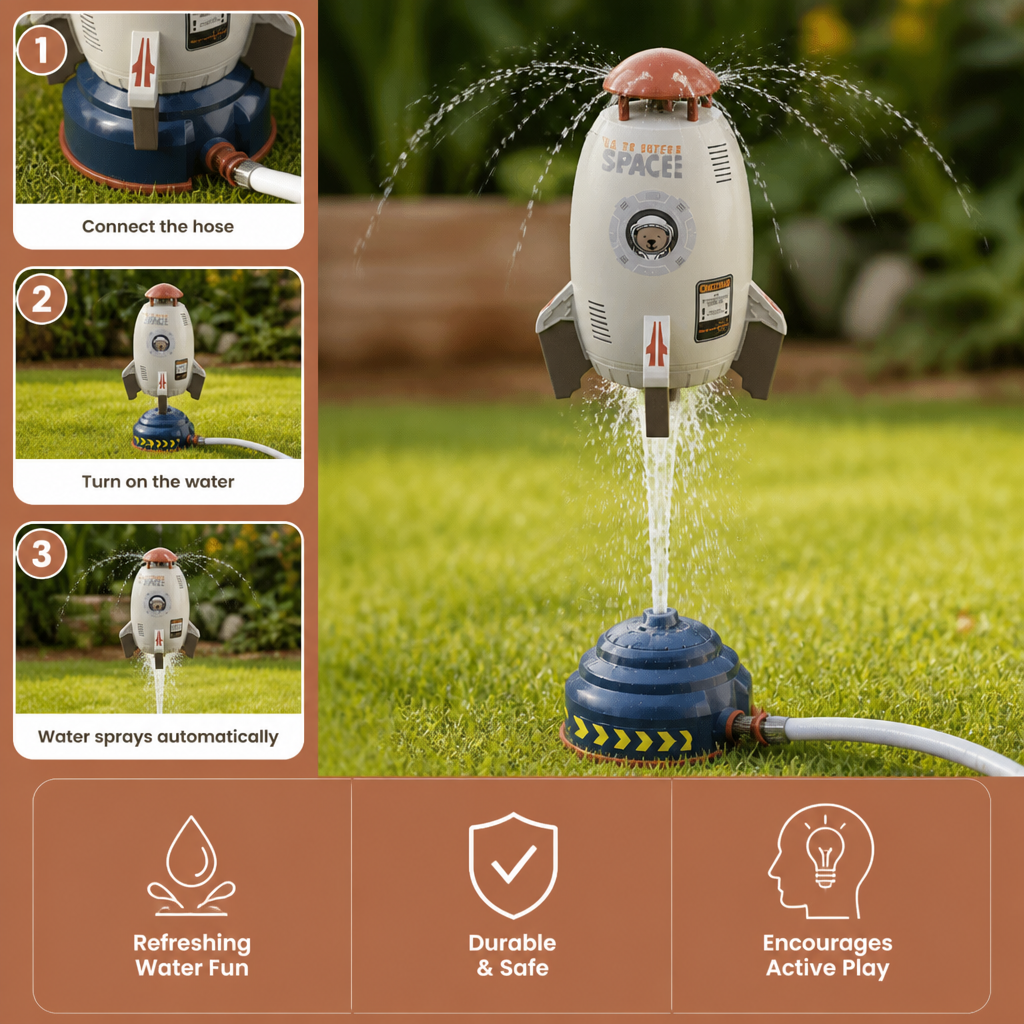 Flying Rocket Water Sprinkler Outdoor Toy for Kids