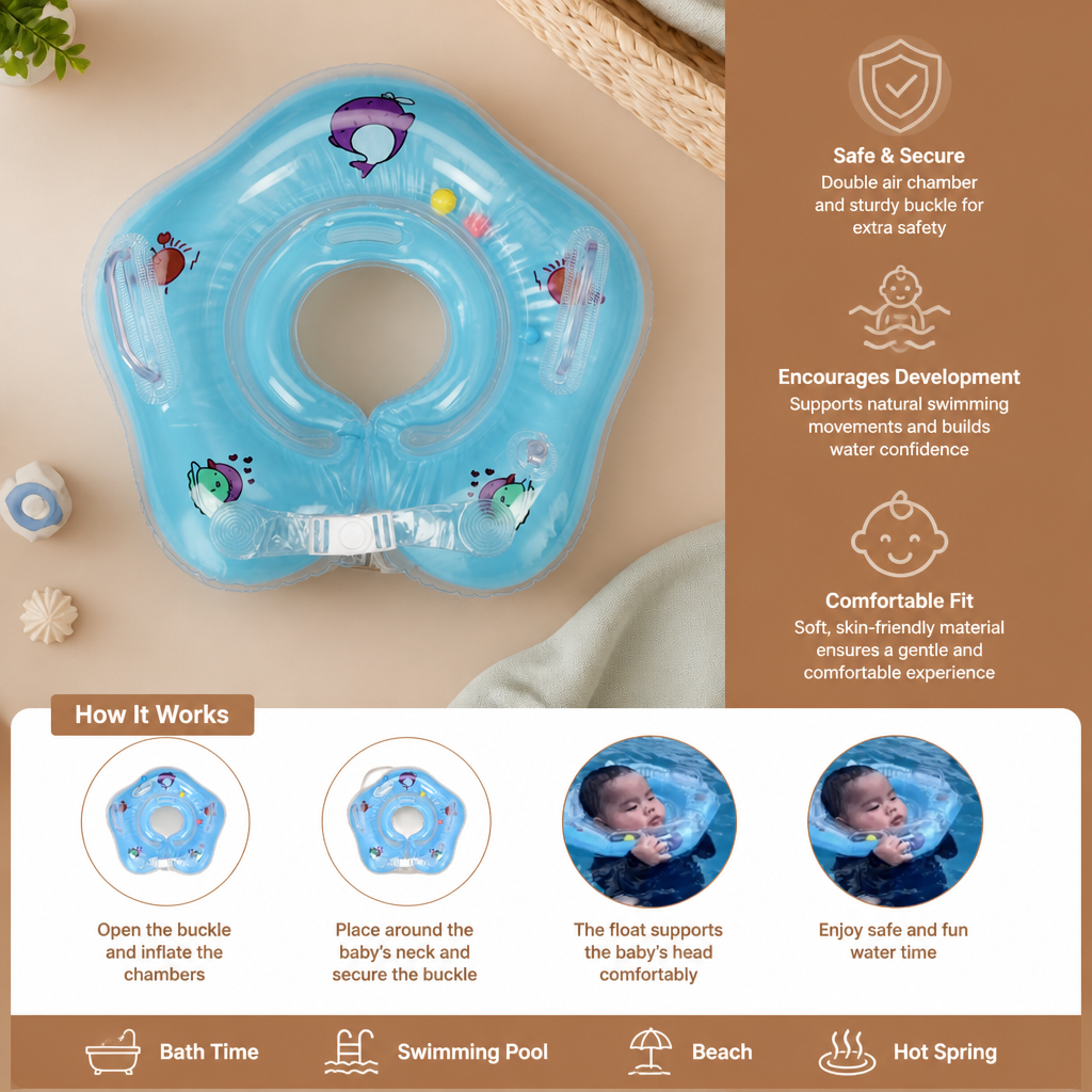 Inflatable Baby Neck Float Ring with Double Air Chamber
