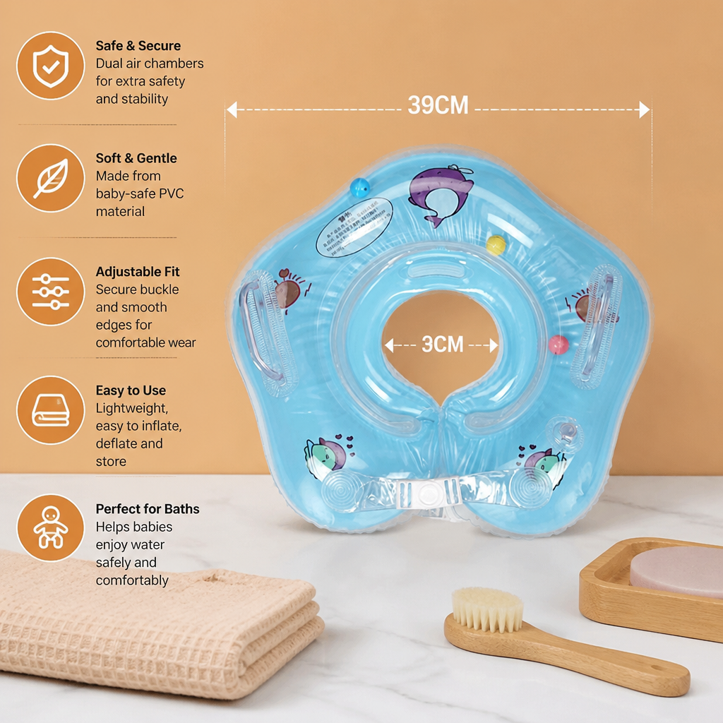 Inflatable Baby Neck Float Ring with Double Air Chamber