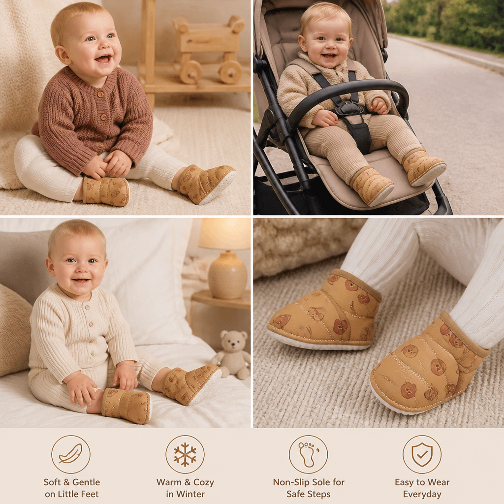 Warm Baby Winter Boots – Soft-Soled Lined Shoes for Babies & Toddlers
