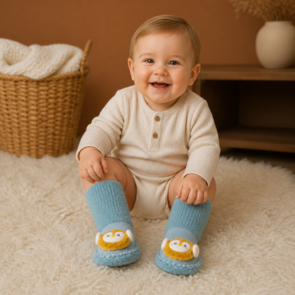 Warm Baby Non-Slip Socks – Lined Knee-High Socks with Cute Design for Babies & Toddlers